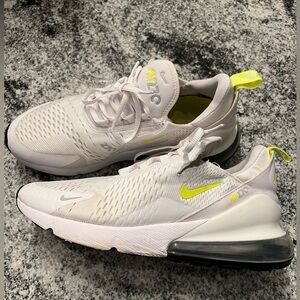 Nike Air Max 270 - White/Light Bone Ghost Green. Gently used. Men’s size 11.